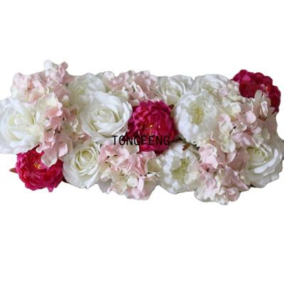 China 3D Artificial Plants Flower Head TONGFENG Flower Head Rose Flower Garlands Row Panel Arch Runner Party Flower Wall Wedding Decorative for sale