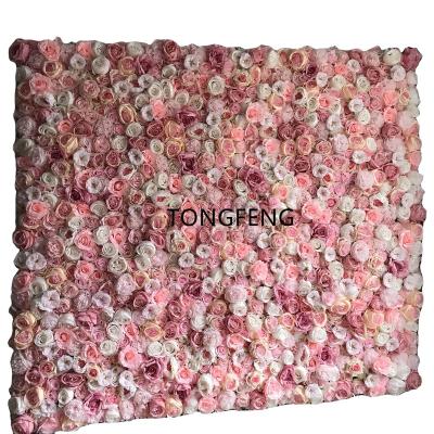 China TONGFENG Rose Peony 3D Artificial Silk Flower Wall Wedding Backdrop Decoration Flower Panel Runner Party Flower Head Rose Flowers for sale