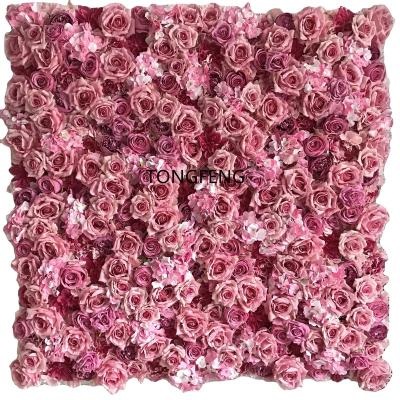 China TONGFENG Rose Peony 3D Artificial Silk Flower Wall Wedding Backdrop Decoration Flower Panel Runner Party Flower Head Rose Flowers for sale