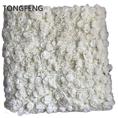 China Wholesale Custom White 3D Flower Head Roll Up Wedding Decorative Rose Flower Wall Backdrop Silk Artificial Party Decoration Supplies for sale