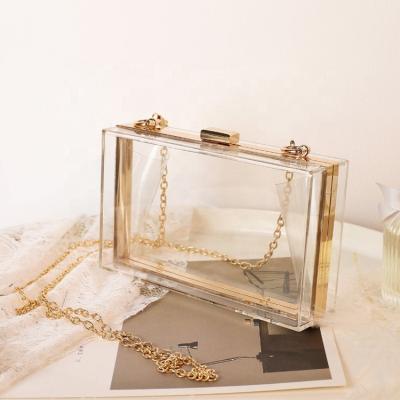 China Jelly Evening Bag Clutch Purse Acrylic Transparent Package Daily Used Chain Clear Clutch Bag for sale