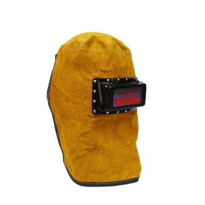 China PC Head Neck Protect Cowhide Hood Welding Helmet Leather Automatic Welding Leather Tarnish Helmet for sale