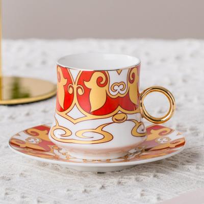 China Household Safe Simple Variety Of Cups And Saucers Patterned Set Ceramic Coffee Cups for sale