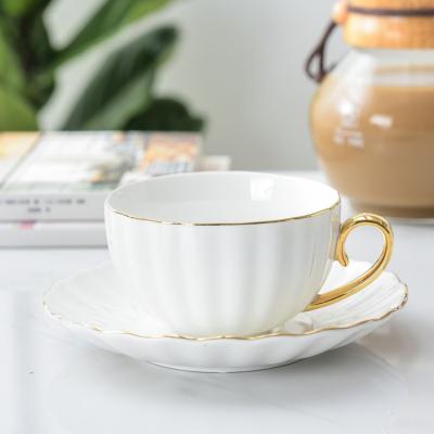 China Viable New Design Popular Optional Color High Quality Promotional Porcelain Milk Coffee Tea Cup And Saucer Set for sale