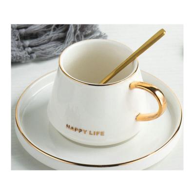 China INS Sustainable Household High Value Afternoon Tea Cup And Saucer Designs Exquisite Ceramic Coffee Cup Set for sale