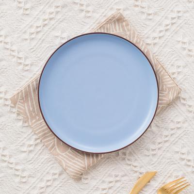 China Household Fresh Restaurant Dinner Dish Viable And Simple Explosive Blue Ceramic Small Round Dish Dish for sale