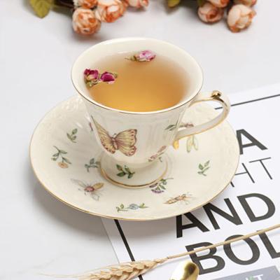 China Factory direct wholesale promotion safe 2022 afternoon tea porcelain handle English coffee cup with saucer for sale