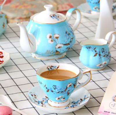 China Viable luxury Nordic style afternoon tea tea set teapot coffee cup set British European ceramic home gift box for sale