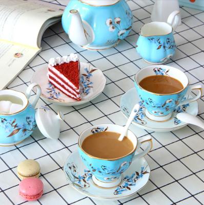 China 2022 Viable promotion factory wholesale porcelain handle direct coffee cup with saucer teapot set for sale