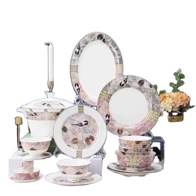 China New 2022 Sustainable Party Products Dinner Set Hotel Bone China , Ceramic Catering Banquet Porcelana for sale