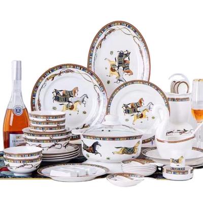 China European most popular cheap restaurant viable tableware ceramic porcelain tableware set for sale