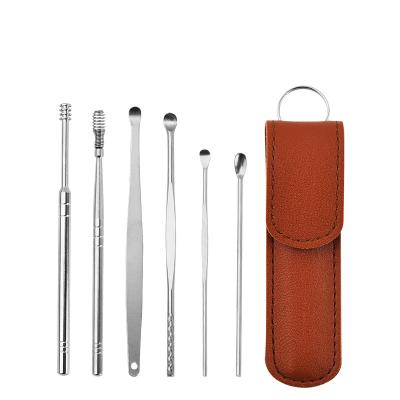 China Ear Wax Cleaning Factory Customize Stainless Steel 6 Pcs Ear Cleaner Wax Removal Tool Kit for sale