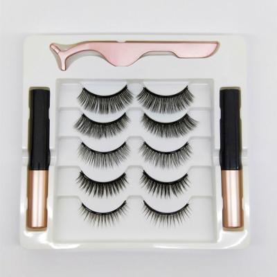 China Amazon New Arrival Custom Long Natural Magnetic 3D Eyelashes Long With Liquid for sale