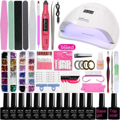 China Pink ; Red ; White ; etc black ; UV Dry Nail Kit Practical Portable LED Lamp Nail Art Set Manicure Set Acrylic Nail Tool Kit for sale