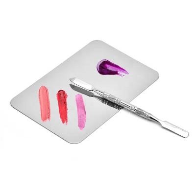 China Nail New Arrival Makeup Palette Stainless Steel Nail Artist Cosmetics Palette With Mixing Spatula for sale