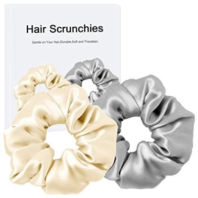 China Soft Silk Scrunchies For Hair Natural Silk Hair Ties Elastic Hair Bands 100% Best For Women And Girl for sale