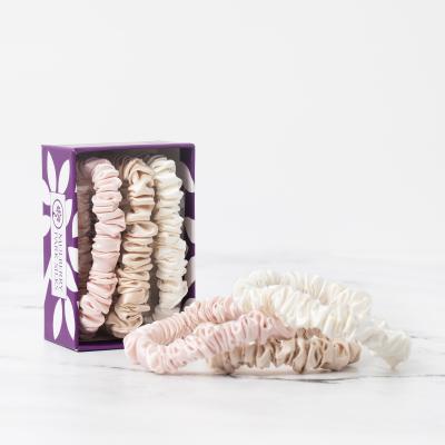 China 100% European and American style real mulberry silk natural hair ties women silk scrunchies for ponytail holder for sale