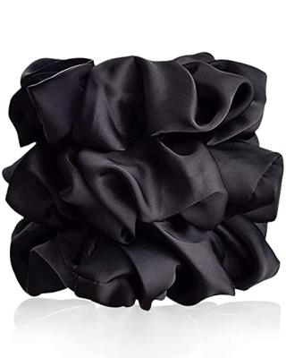 China 2021 Hot Selling Soft Silk Hair Scrunchies For Big 100 Ponytail Silk Big Holder Ties Curly Hair Elastic Hair Shakes Gather For Women for sale