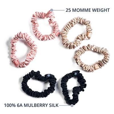 China Sweet 25 Momme Scrunchies Pure Silk Skinny Hair Tie Set For Thin Hair for sale