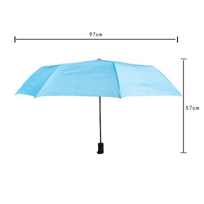 China Automatic Or Manual Open Umbrella Rainpproof Three Folds Polyester Umbrella With Logo Prints for sale