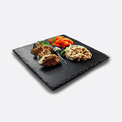 China Sustainable Slate Stone Tray Gourmet Serving Slate Serving Tray For Cake Slate Board With Dome for sale