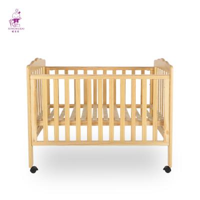 China Wholesale Eco - Friendly Pine Wood Baby Bed Crib Sleep Beside Bed With Mosquito Net for sale