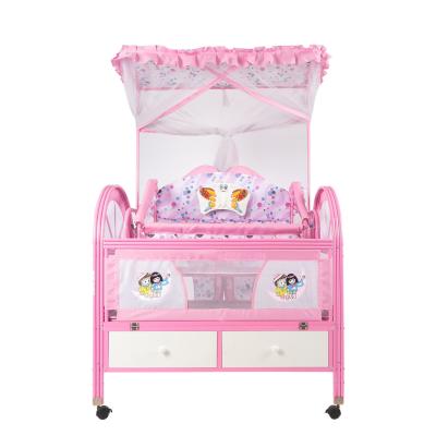 China Eco-friendly Multifunctional Crib Beds 2 Piece Convertible Baby Cribs Bed Pink Kids Beds Room Furniture for sale