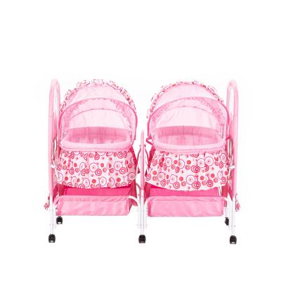 China Eco-friendly Portable Twins Baby Cradle Swing Bed Safety Hospital Ues Metal Baby Cribs for sale