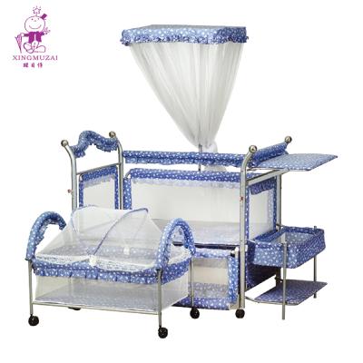 China Mosquito Net Crib Maker Portable Metal Crib Luxury Eco-friendly Kids Bed with Mosquito Net and Drawer for sale