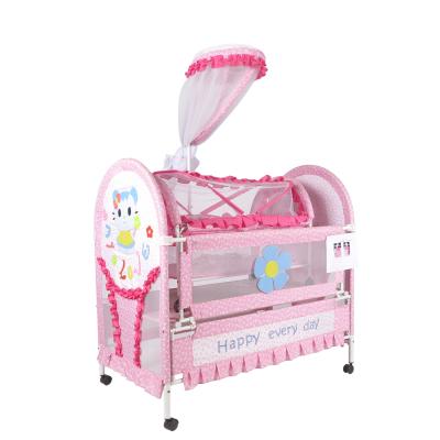 China Eco-friendly Bed With Mosquito Net And Drawer Crib Maker Portable Metal Crib Kids for sale