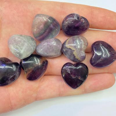 China China Purple Fluorite Quartz Heart Shape Jewelry Natural Private Label Crystal Stones For Wedding Gifts for sale