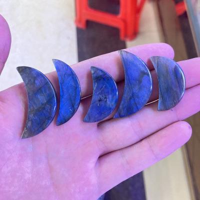 China China Wholesale Natural Moon Stone Moon Shaped Decorative Lucky Blue Healing Carved Crystal Crafts for sale