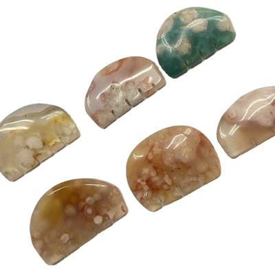 China China Cherry Blossom Agate Carving Crystal Natural Art Crafts Decoration Comb for Gifts for sale