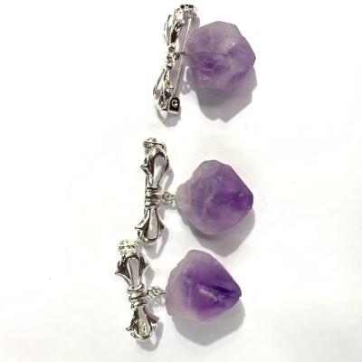 China China Wholesale Amethyst Irregular Hairpin Pure Silver Women Opens Crystal Brooch for sale