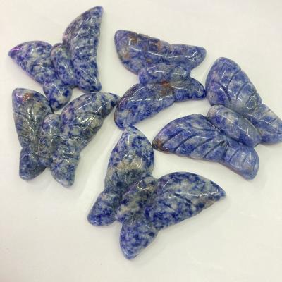 China 2021 China Crystal Crafts Quartz Lapis Lazuli Butterfly Ornament Stone For Earrings for sale