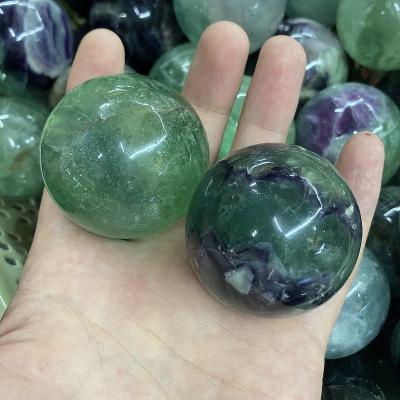 China China Wholesale Natural Green Fluorite Ball Purple Polished Crafts Stone Carved Spheres Crystal Ball for sale