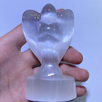 China Natural China Selenite Energy Girl Shape Carved Original Healing Stones Quartz Crystal Carving for sale