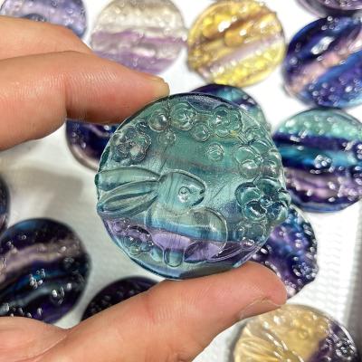 China Decorative Jewelry China Natural Rabbit Fluorite Healing Carving Animal Crystal Crafts for sale