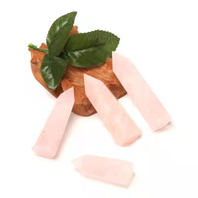 China High Quality Natural Africa Tower Rose Treatment Gemstone Rose Quartz Crystal Wand Point For Pendant for sale