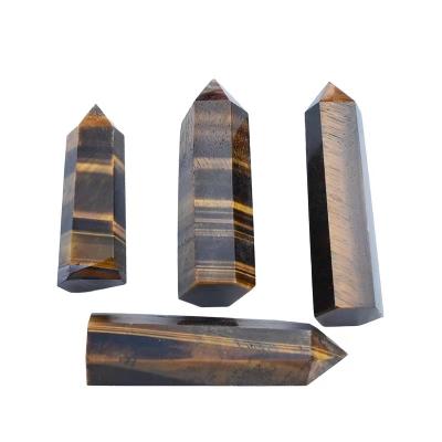 China China natural tiger eye stone wand gem strips yellow original crystal craft trick small point for souvenir for sale