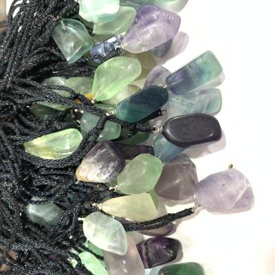 China Natural Raw Pendant Crystal Chain Natural Rainbow Fluorite Pendant for Jewelry Making for sale