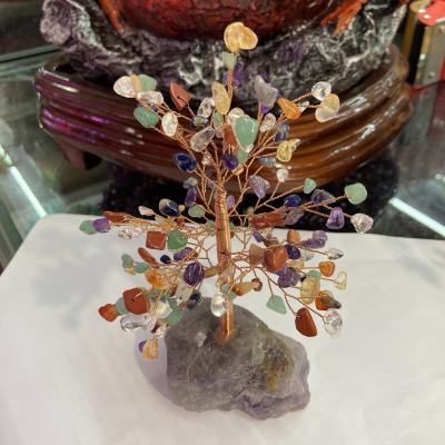 China China Sell Lucky Decorated Fluorite Base Crafts Natural Stone Crystal Christmas Tree for sale