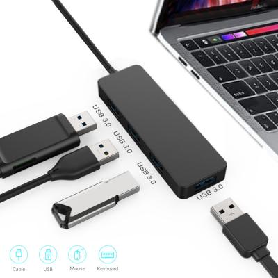 China Type-A 5Gbps Portable Plastic Laptop USB 4 Ports Hub Multi Function USB 3.0 Left Hub Compatible 4 Ports For Travel MYH020-A for sale