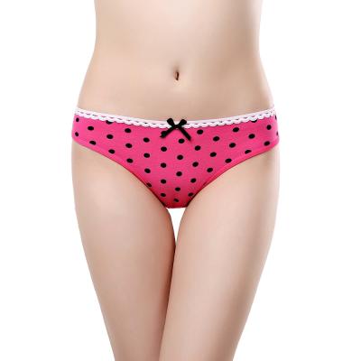 China New pure cotton women's breathable thong with wave point bow decoration for sale