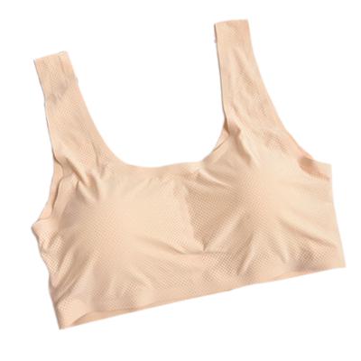 China Women's Seamless Ice Silk Chest Seamless Top Hole Underwear Sleep Breathable Bra Seamless Wrapped Radio Tube One-Piece Bra for sale