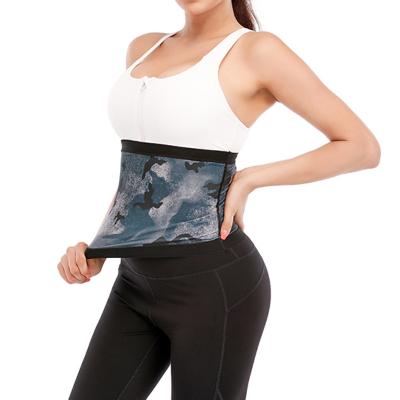 China Antibacterial Women's Yoga Sweat Belt Fitness Sweating Waist Shaping Camouflage Closure Belt Small Fierce Sweat Belt for sale