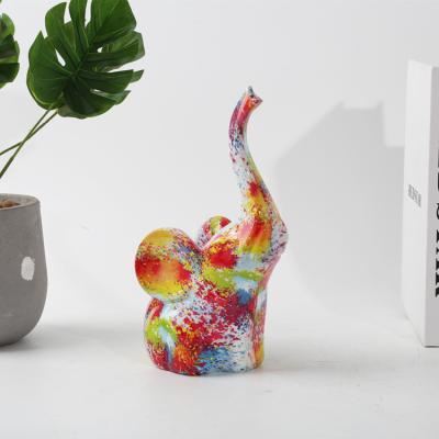 China New Design Europe Modern Abstract Sculpture Resin Elephant Graffiti Indoor Decorative Statue for sale