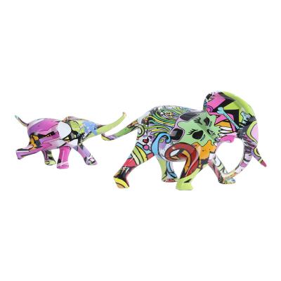 China Europe Promotional Hot Sale Kawaii Water Transfer Printing Custom Elephant Statues Elephant Resin Gifts Crafts for sale