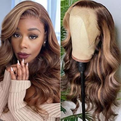 China 100% Lace Wig Brown 4x4,13x4Transparent HAIR Extension Full Lace Human Hair Highlight Wig Body Wave Straight Hair for sale