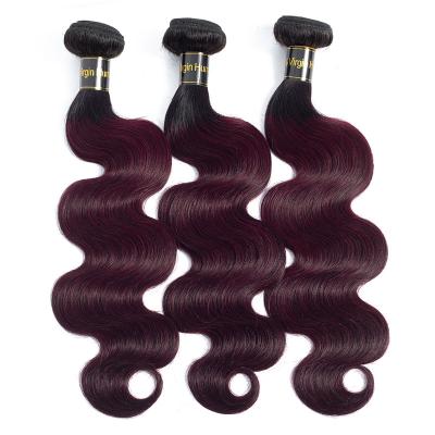 China Quick Delivery Body Wave Body Wave Hair Bundles Red Ombre Hair Extension 1b/99j Hair Weave for sale